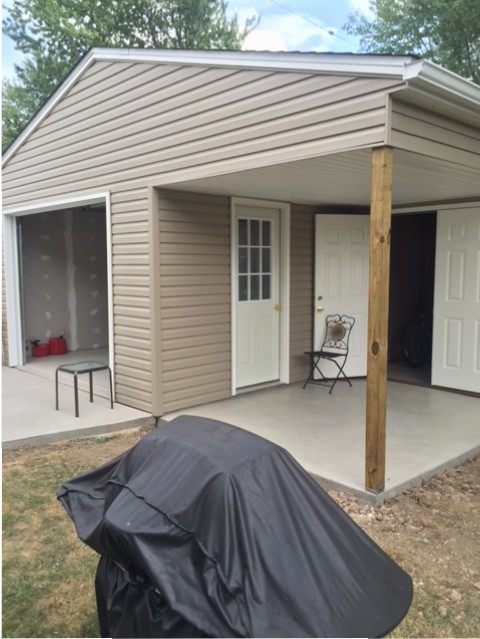 Garage with patio